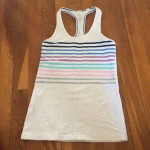 white w/stripes athletic tank top from Ivivva